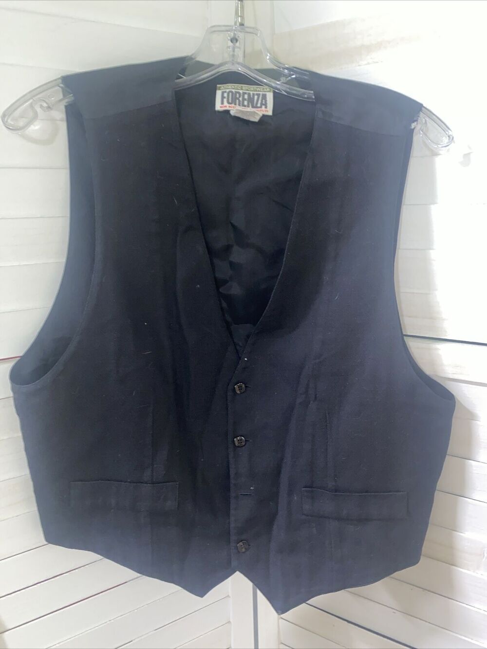 VINTAGE Men’s Black Forenza Vest Waist Coat Adjustable Sleeveless Sz Medium